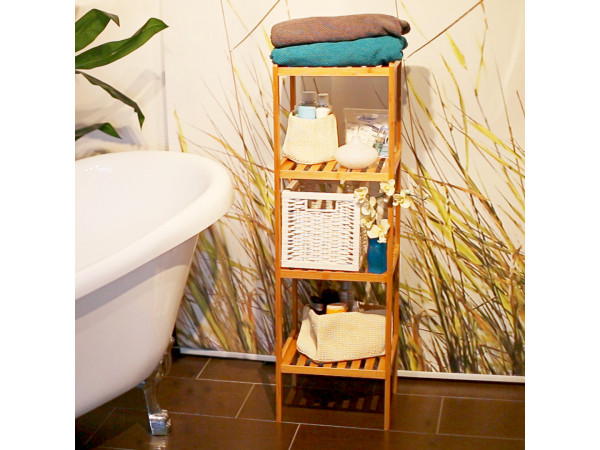 Bambusový kúpeľňový regál s 4 policami RD3497