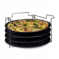 Sada 4 podnosov na pizzu so stojanom
