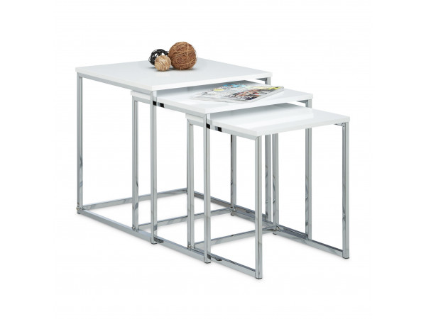 Bočné odkladacie stolíky RD0360, sada 3 ks, biela Bočné odkladacie stolíky RD0360, sada 3 ks, biela