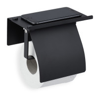 Čierny držiak na toaletný papier s poličkou, RD43915