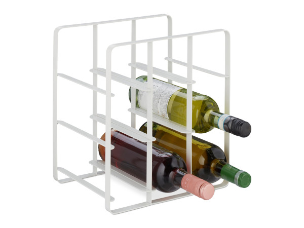 Kovový stojan na víno na 9 fliaš RD47448, biely 