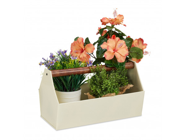 Kvetinový box s rukoväťou RD6998, krémová 