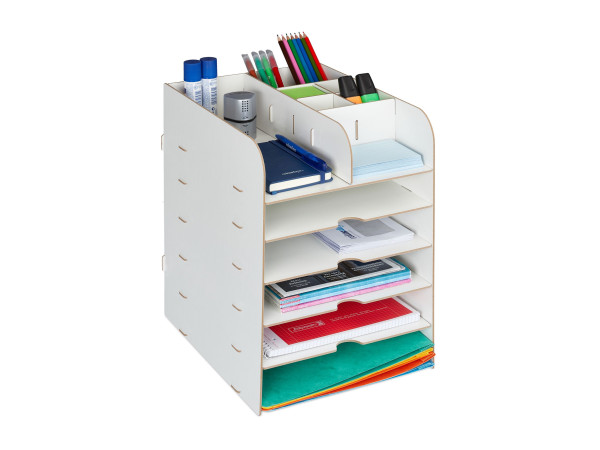 Organizér na stôl s úložnými priehradkami RD42749, biela Organizér na stôl s úložnými priehradkami RD42749, biela