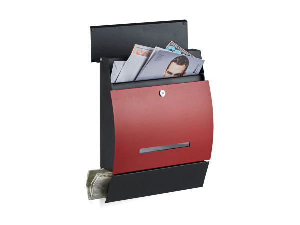Poštová schránka s priehradkou na noviny RD20774, červená