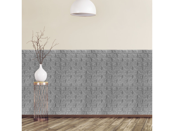 Samolepiace 3D panely s tehlovým vzhľadom RD26763, sivá 20ks Samolepiace 3D panely s tehlovým vzhľadom RD26763, sivá 20ks