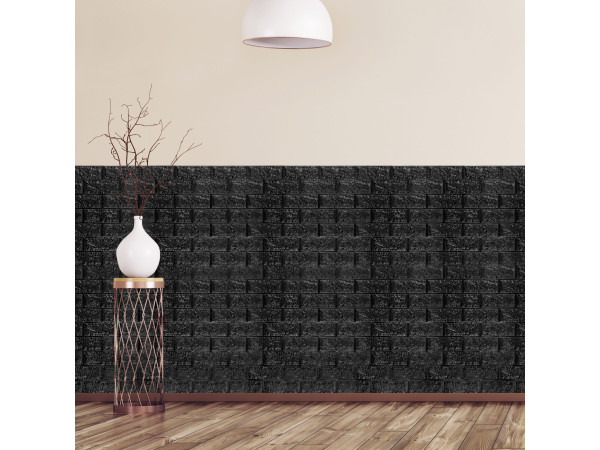 Samolepiace 3D panely s tehlovým vzhľadom RD26763, čierna 10ks Samolepiace 3D panely s tehlovým vzhľadom RD26763, čierna 10ks