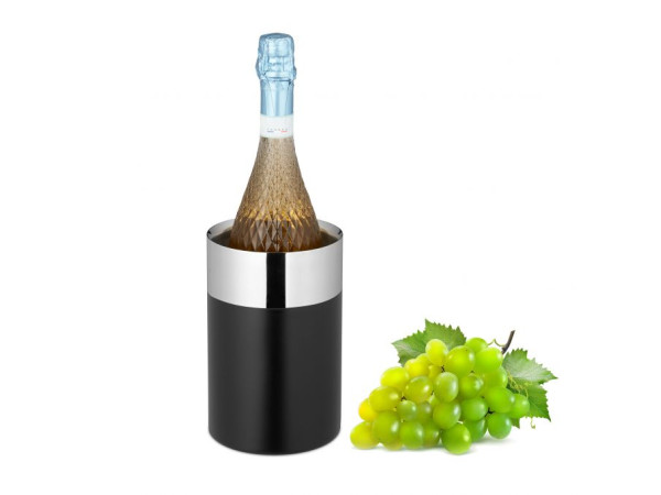 Čierna nerezová chladnička na víno, striebro RD42487