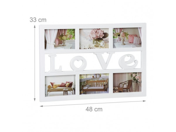 Fotorám Love na 6 fotiek, biely, gm 2432, 48x33cm Fotorám Love na 6 fotiek, biely, gm 2432, 48x33cm