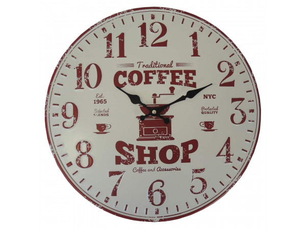 Nástenné hodiny kovové Vintage, Coffee shop, HM11MH, 40cm Nástenné hodiny kovové Vintage, Coffee shop, HM11MH, 40cm