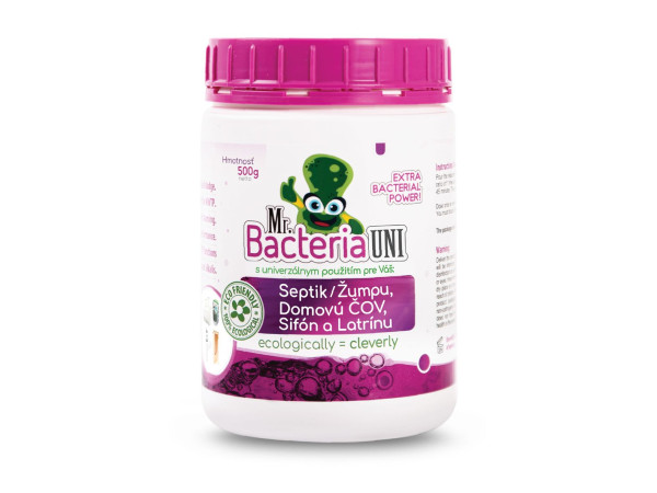 Aktivátor Mr.Bacteria UNI 4v1, do septiku, sifónu, ČOV a latríny, 500 g Aktivátor Mr.Bacteria UNI 4v1, do septiku, sifónu, ČOV a latríny, 500 g