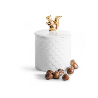 Porcelánová dóza Sagaform Winter Squirrel 5017703, biela 450ml