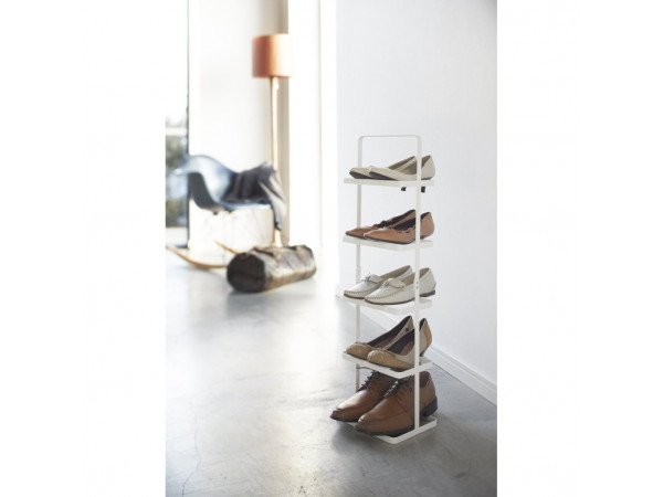 Prenosný stojan na topánky Yamazaki Tower Shoe Rack vysoký, biely