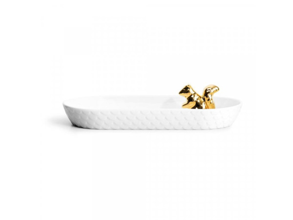 Porcelánová oválna miska s veveričkou Sagaform Squirrel 5018089, biela Porcelánová oválna miska s veveričkou Sagaform Squirrel 5018089, biela