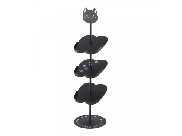 Stojan na detské topánky Yamazaki Cat 7964, na 4 páry, š.18 cm, kov/plast, čierny