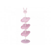 Stojan na detské topánky Yamazaki Cat 7962, na 4 páry, š.18 cm, kov/plast, ružový