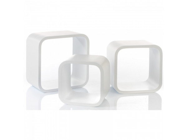 Deco Cubes - Súprava 3 políc, bielostrieborná
