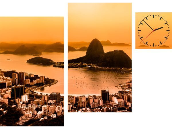 3-dielny obraz s hodinami, IRREGULAR RIO 