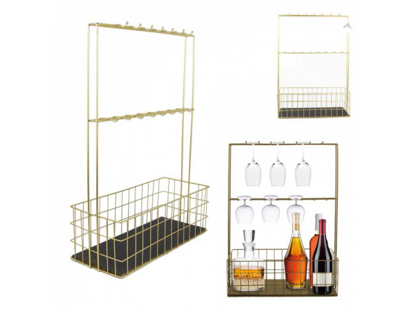 Kovový mini bar KA2954, zlatý 62cm Kovový mini bar KA2954, zlatý 62cm