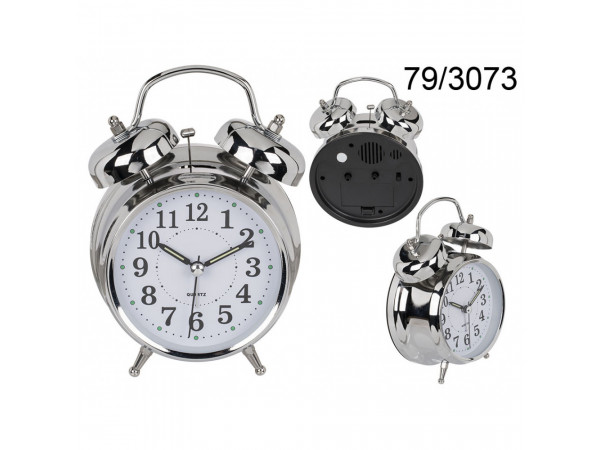 Retro budík Kemi6980, strieborný 18,5 cm Retro budík Kemi6980, strieborný 18,5 cm