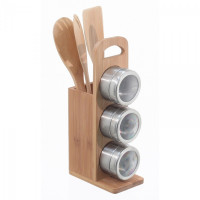Bambusový stojan s náradím 3 + 3 magnetické koreničky, Bamboo 
