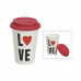 Porcelánový hrnček na kávu so sebou, LOVE Porcelánový hrnček na kávu so sebou, LOVE