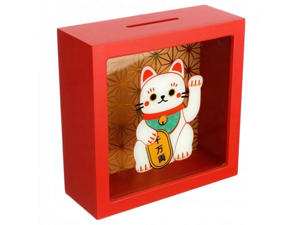 Pokladnička mačka šťastia Maneki Neko MB258, červená Pokladnička mačka šťastia Maneki Neko MB258, červená