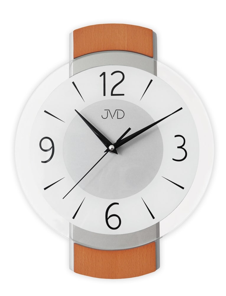 Drevené sklenené tiché hodiny JVD NS22018/41, 35cm